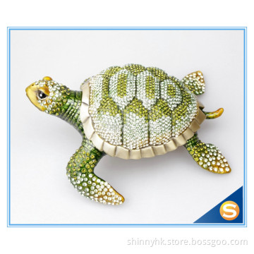 High quality colorful turtle shape popular jewelry box with crystal decoration jewelry box